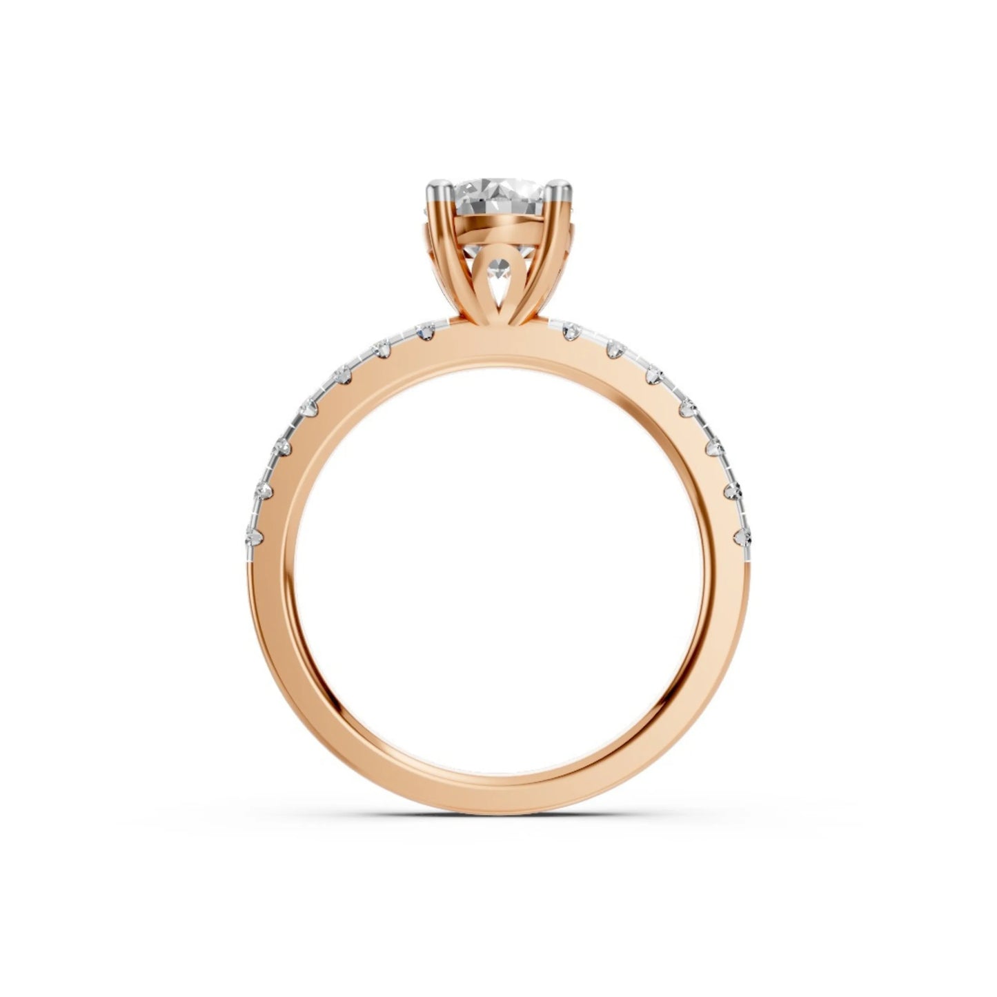 ClassicGleam Solitaire Pavé Ring Rose Gold