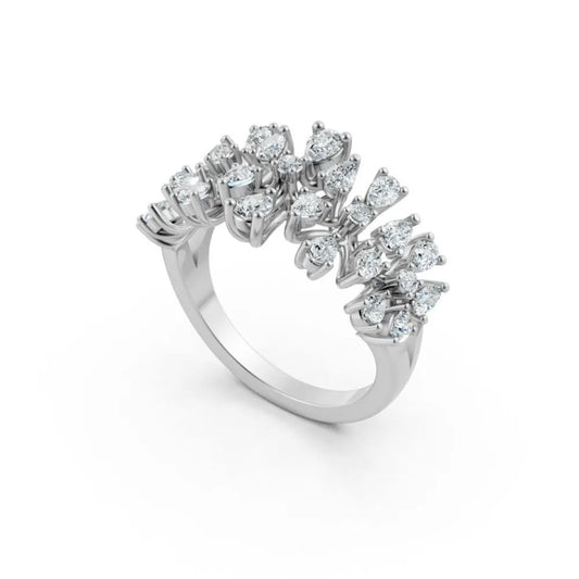 RoseBloom Floral Cluster Ring White Gold