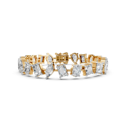 Elegant Multi-Shape Diamond Bracelet Yellow Gold
