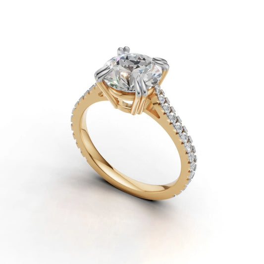 Radiant Pavé Solitaire Ring Yellow Gold