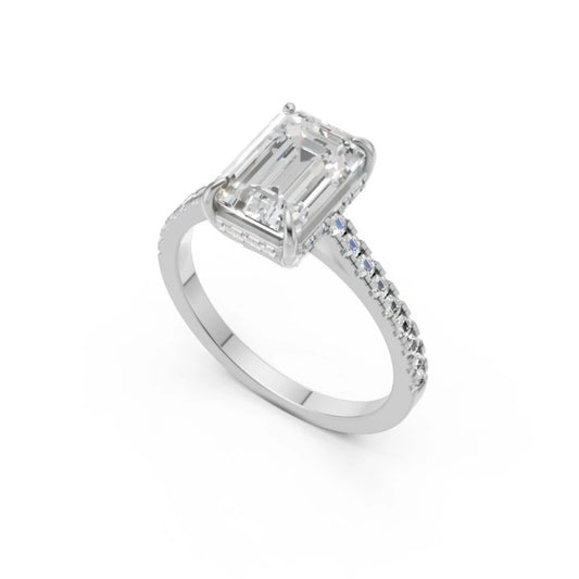 EternaLine Pavé Emerald Ring White Gold