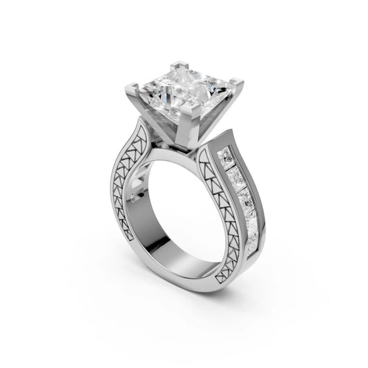 Princess-Cut Channel Ring White Gold