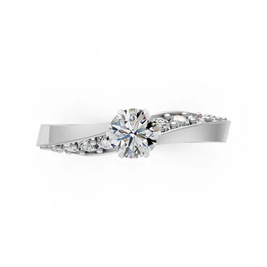 Modern Spark Solitaire Ring White Gold