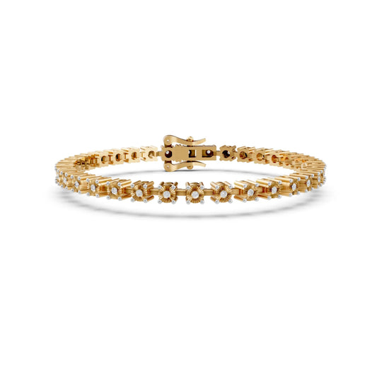 Prong-Set Diamond Tennis Bracelet Yellow Gold