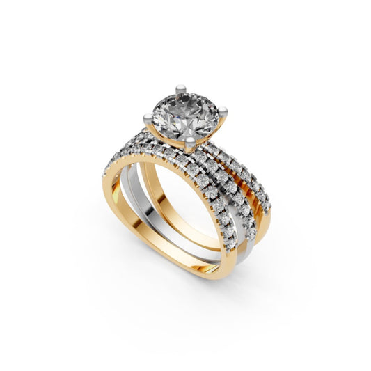 EternaCrown Two-Tone Bridal Ring Set Yellow Gold