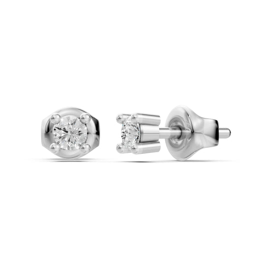 Classic Round Stud Earrings White Gold