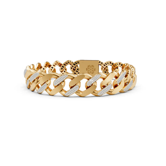Men's Diamond-Accent Cuban Link Bracelet Yellow Gold
