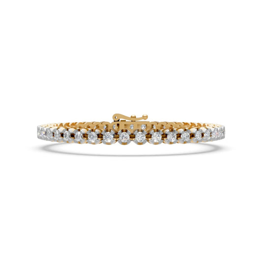 Round Diamond Tennis Bracelet Yellow Gold