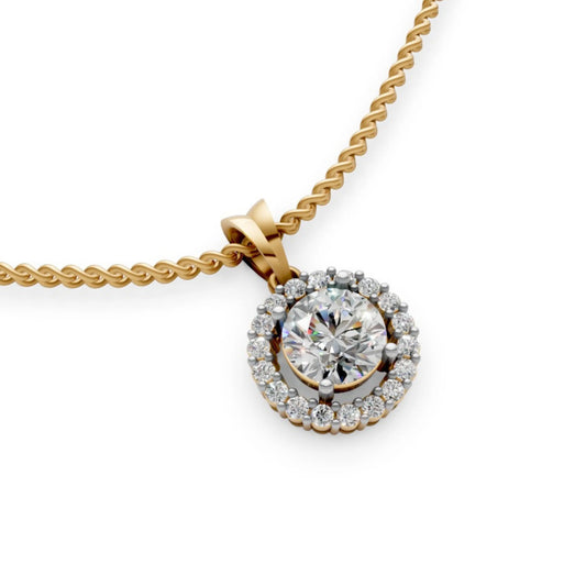 Halo Diamond Pendant Yellow Gold