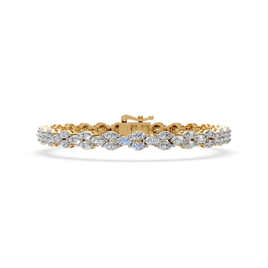 Elegant Diamond Bracelet with Marquise-Cut Stones Yellow Gold