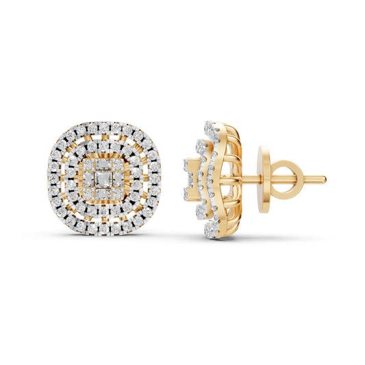 Vintage-Inspired Diamond Stud Earrings Yellow Gold