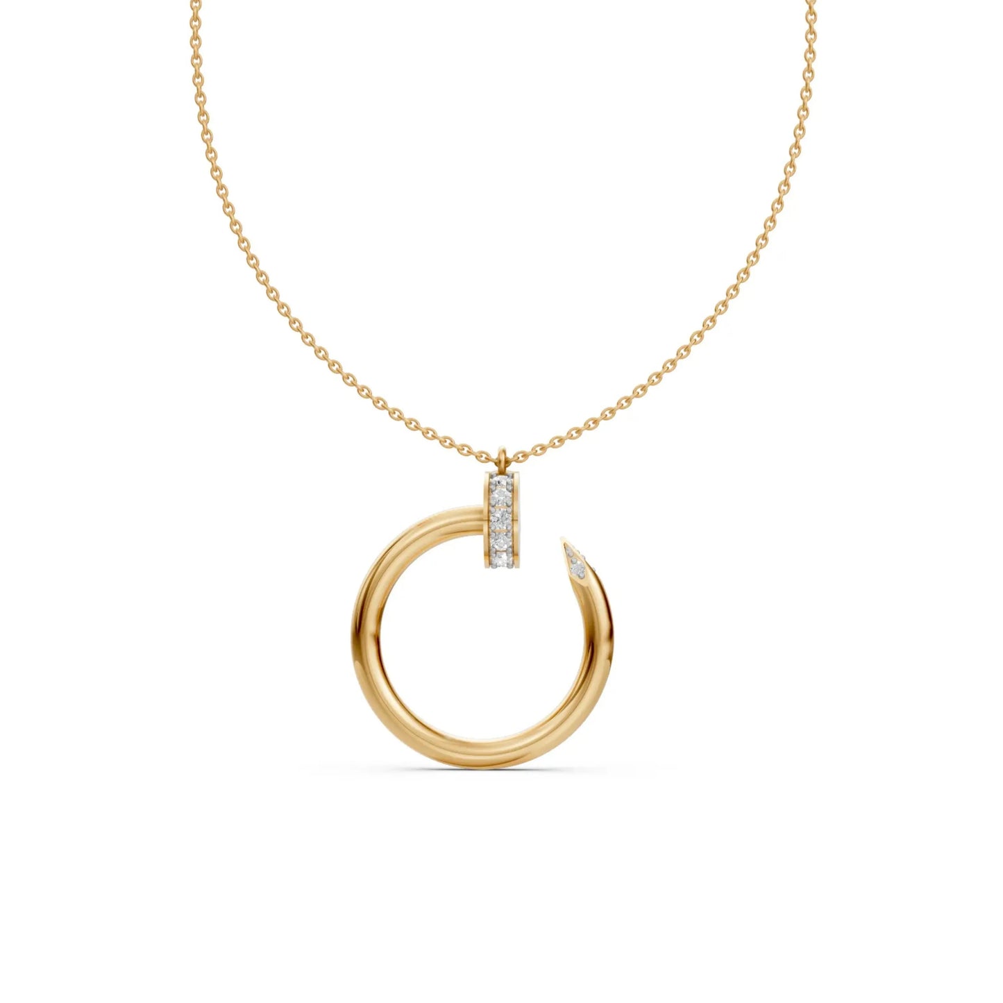 Open Circle Diamond Pendant Yellow Gold