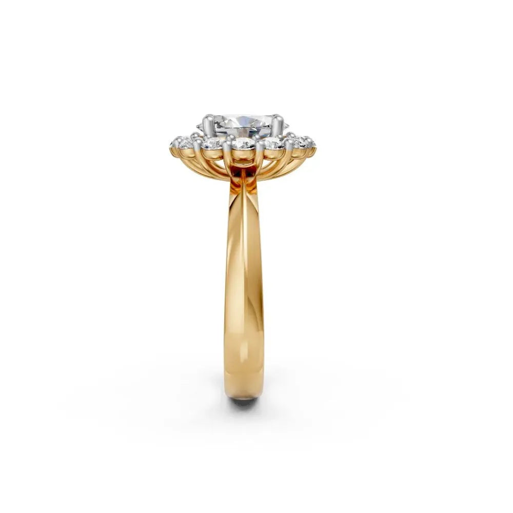 Oval Radiance Halo Ring Yellow Gold