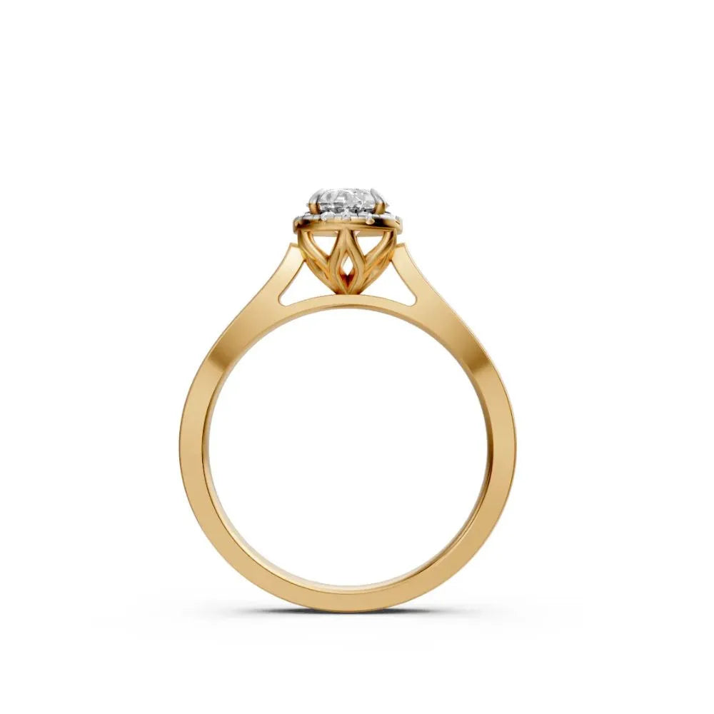Hidden Heart Round Solitaire Ring Yellow Gold