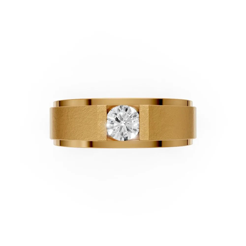 Men’s Princess Cut Diamond Ring with Bold Bezel Setting Yellow Gold