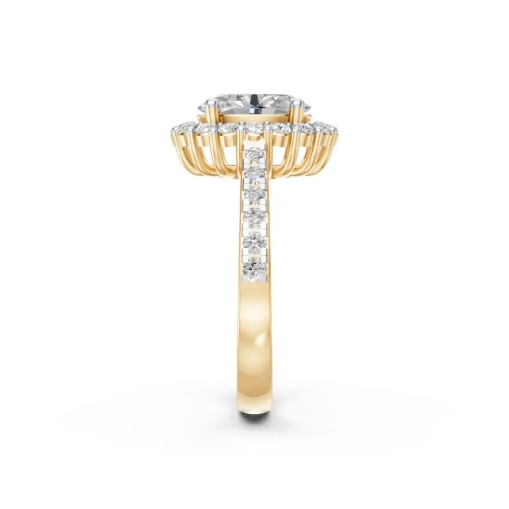 HaloGrace Oval Diamond Ring Yellow Gold
