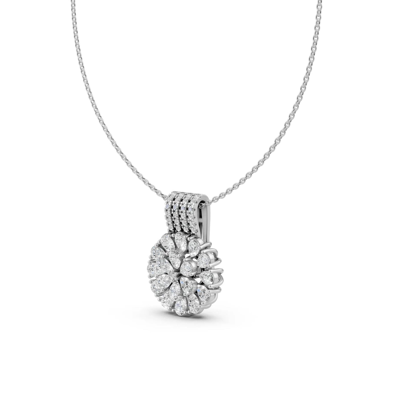Pear Cluster Pendant White Gold