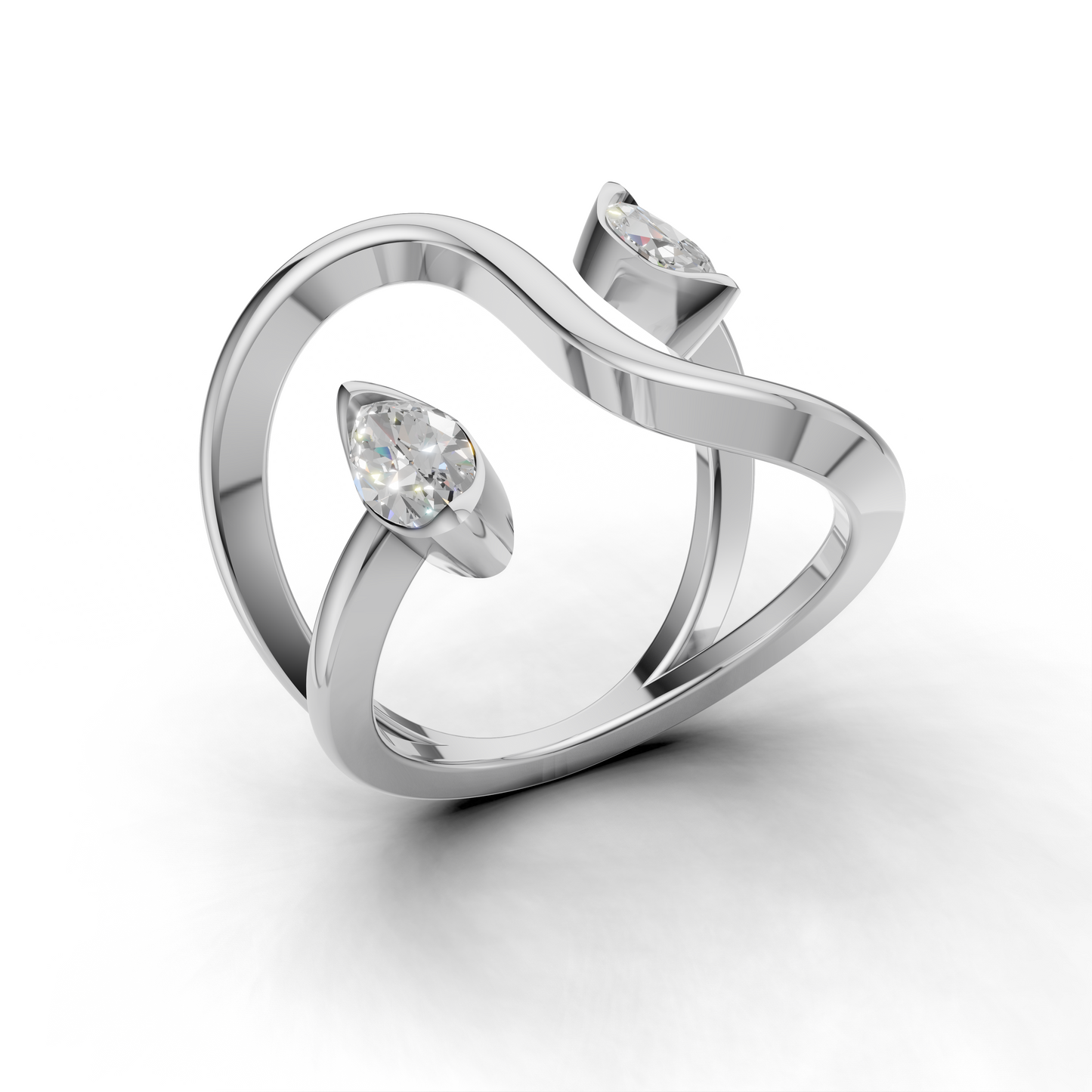 Contemporary Marquise Diamond Ring – Artistic Open Loop Design