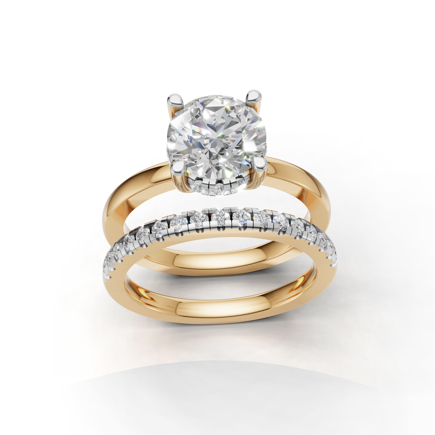 Diamond Engagement Ring Set with Round Brilliant Cut
