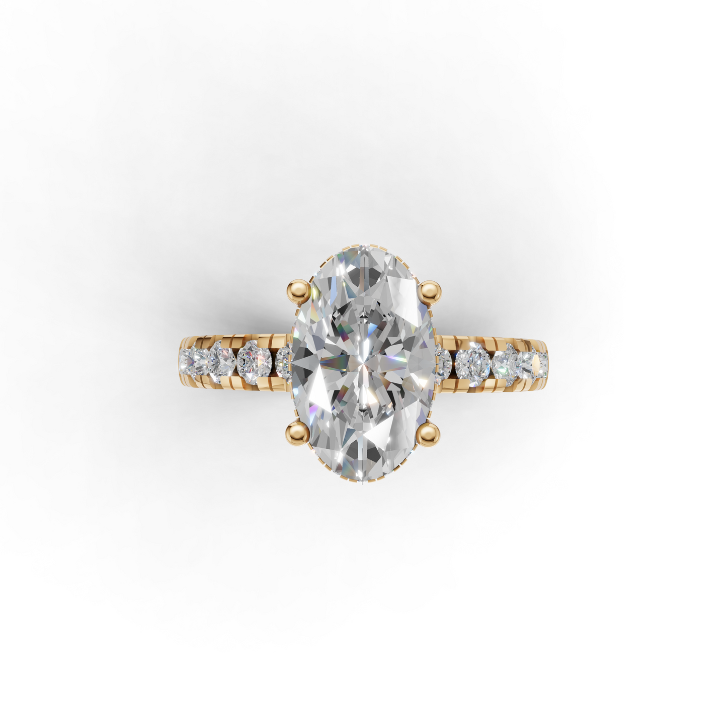 Oval Diamond Engagement Ring with Pavé Band