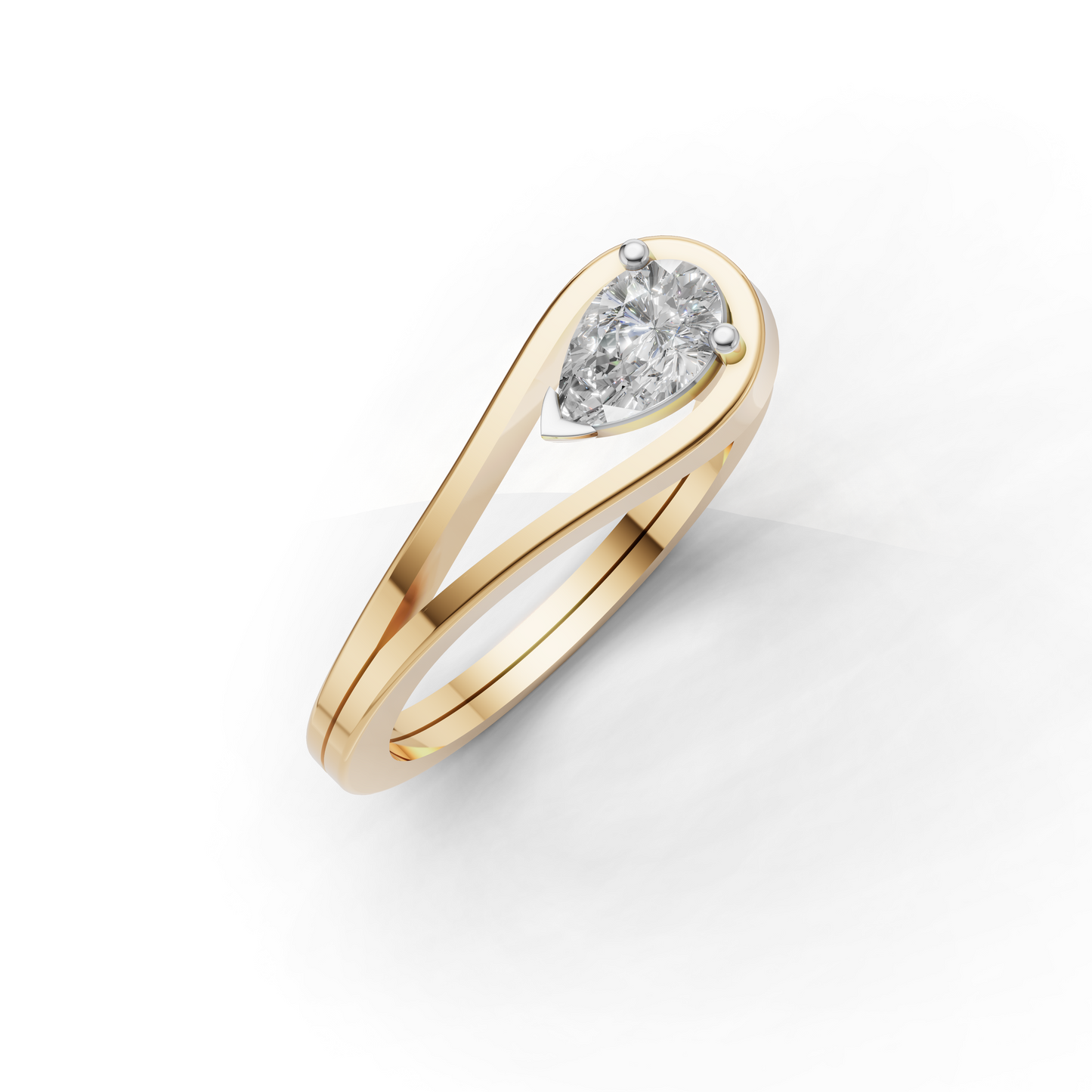 Modern Solitaire Engagement Ring – Contemporary Twisted Band Design