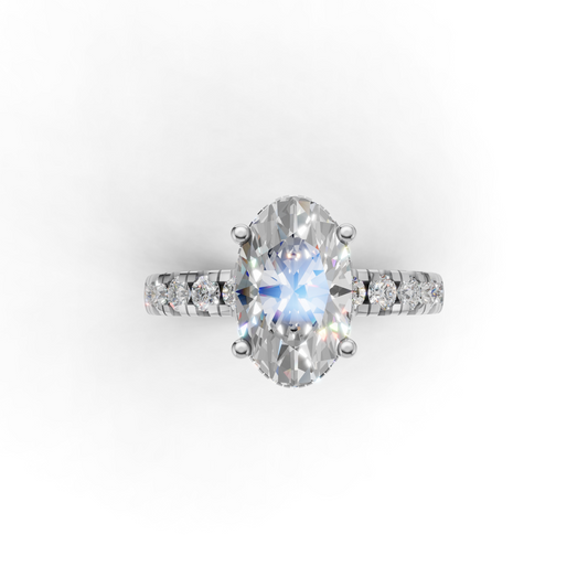 Oval Diamond Engagement Ring with Pavé Band