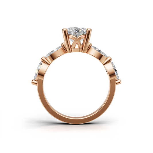 Oval Diamond Engagement Ring with Marquise Accents
