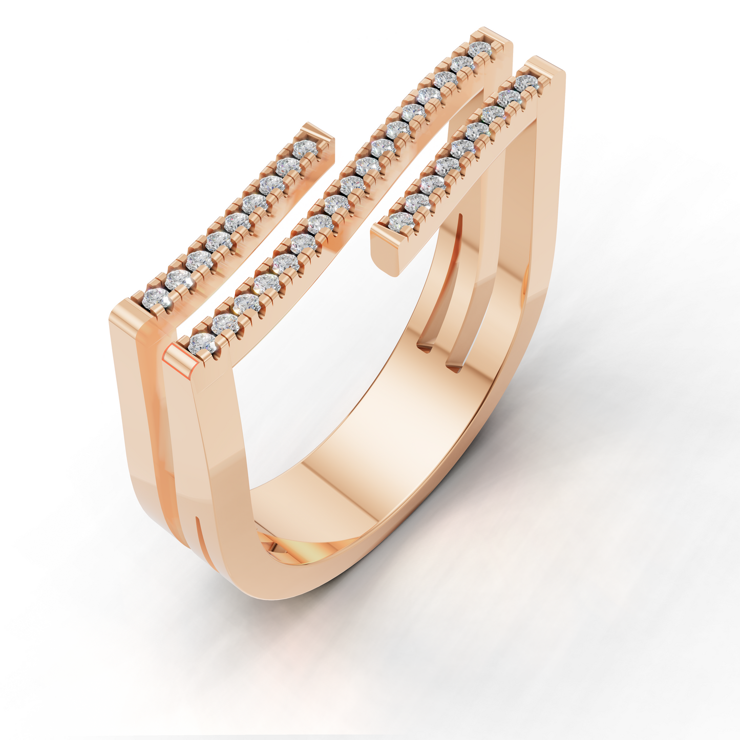 Modern Geometric Diamond Ring – Dual Bar Contemporary Designer Jewelry