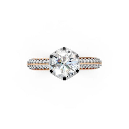 Brilliance Band Round Solitaire Ring Rose Gold