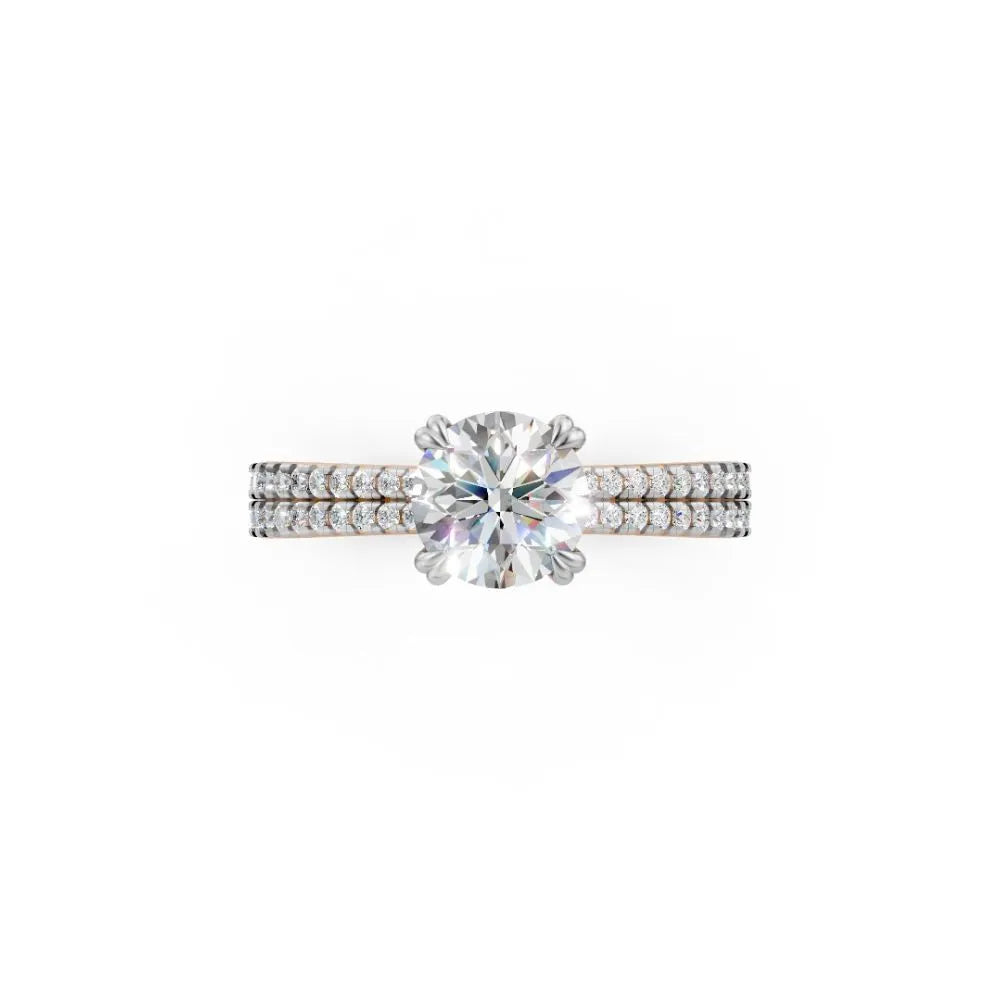 DoubleRow Sparkle Solitaire Ring Yellow Gold 