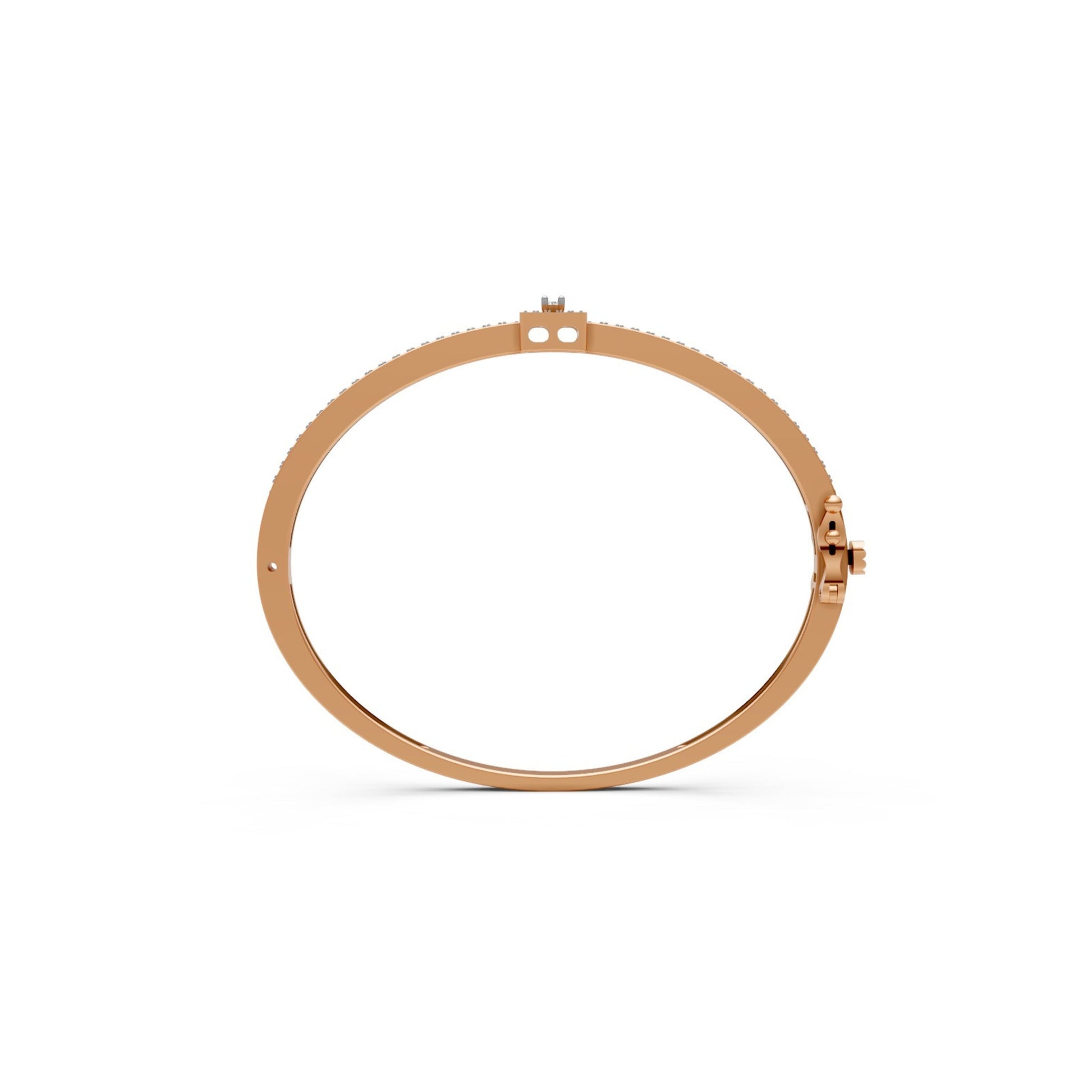 Classic Diamond Halo Bangle Rose Gold