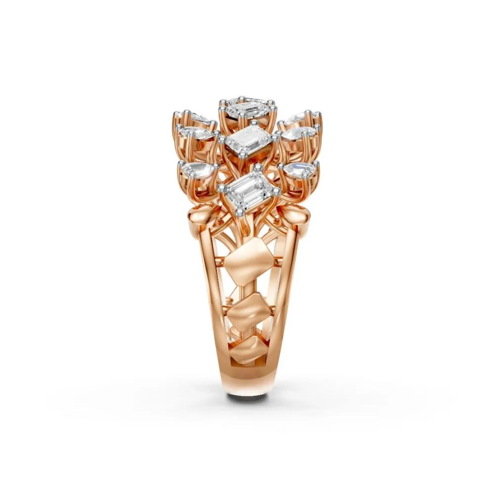 BloomAura Floral Diamond Ring Rose Gold