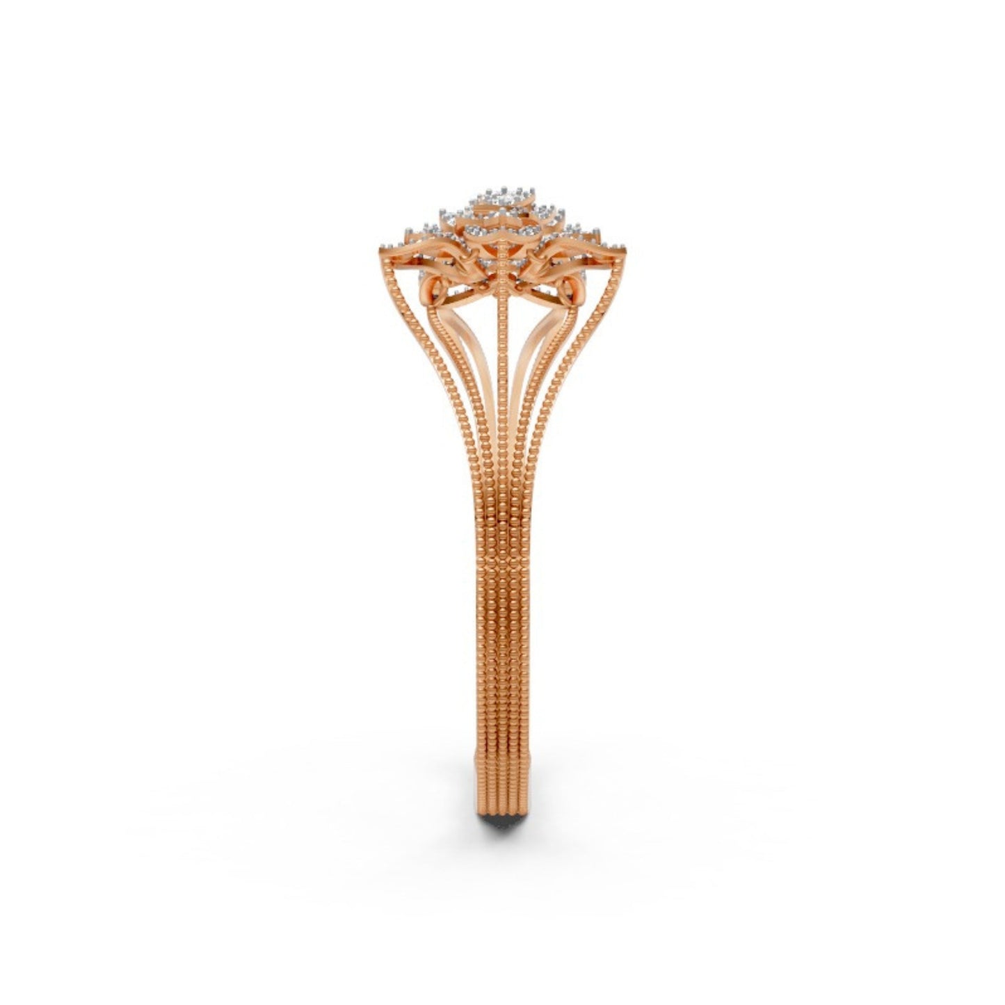 Floral Open Diamond Bangle Rose Gold