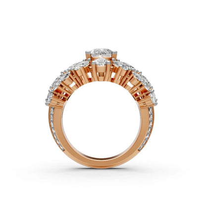 Couture Tiered Diamond Cluster Ring Rose Gold