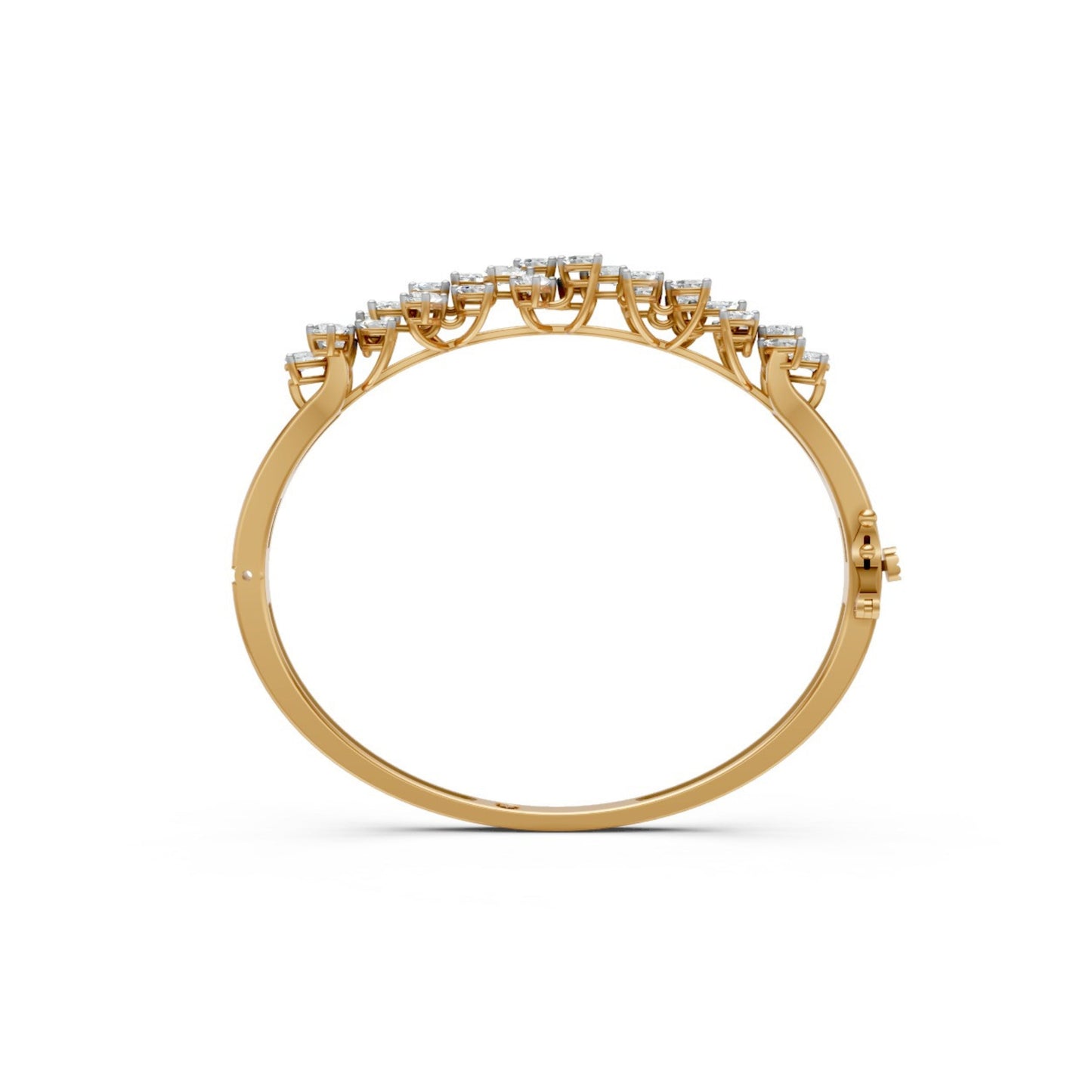 Exquisite Round and Marquise Diamond Bangle Yellow Gold