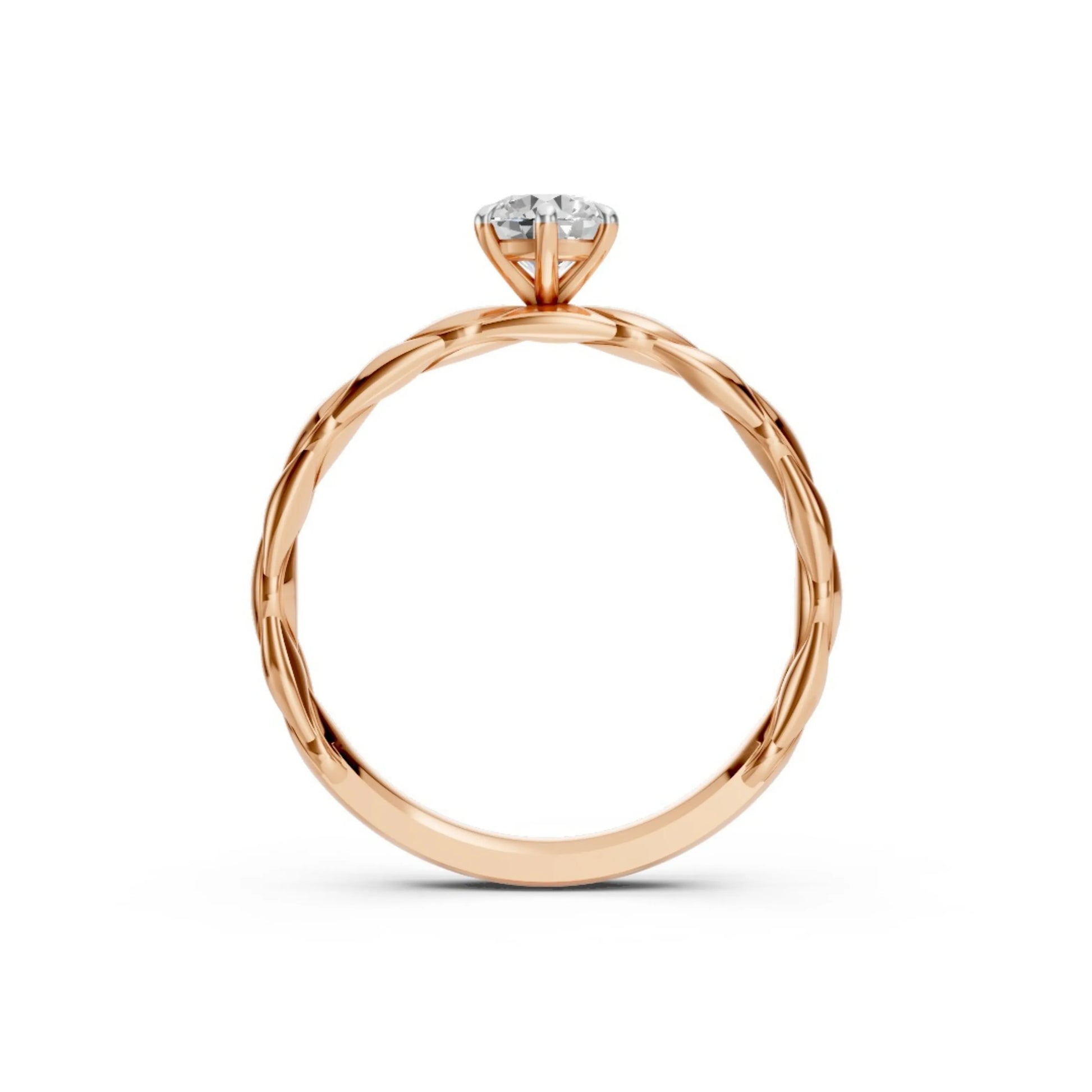 Braided Grace Solitaire Ring Rose Gold