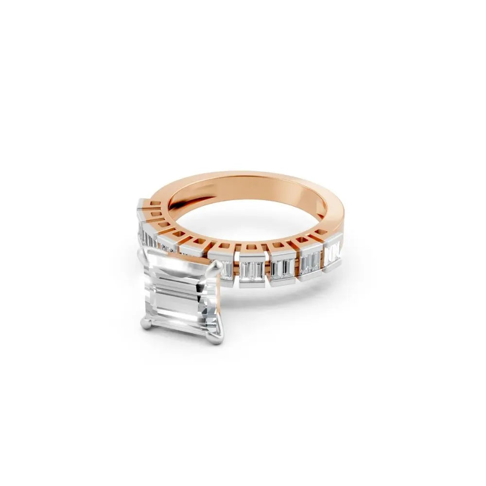 Radiant Edge Princess Cut Ring Rose Gold