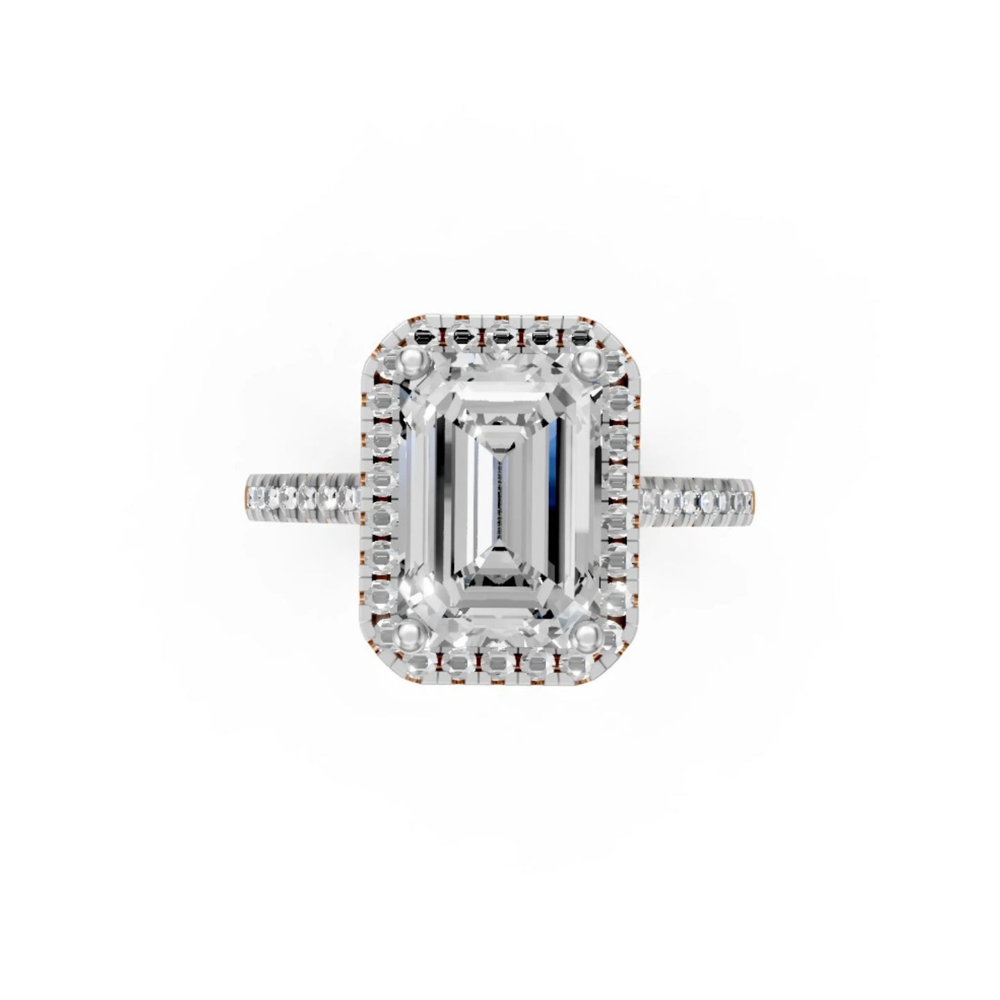 Halo Emerald-Cut Diamond Ring Yellow Gold