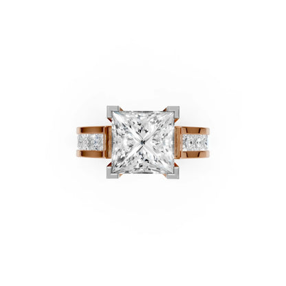 Princess-Cut Channel Ring Rose Gold
