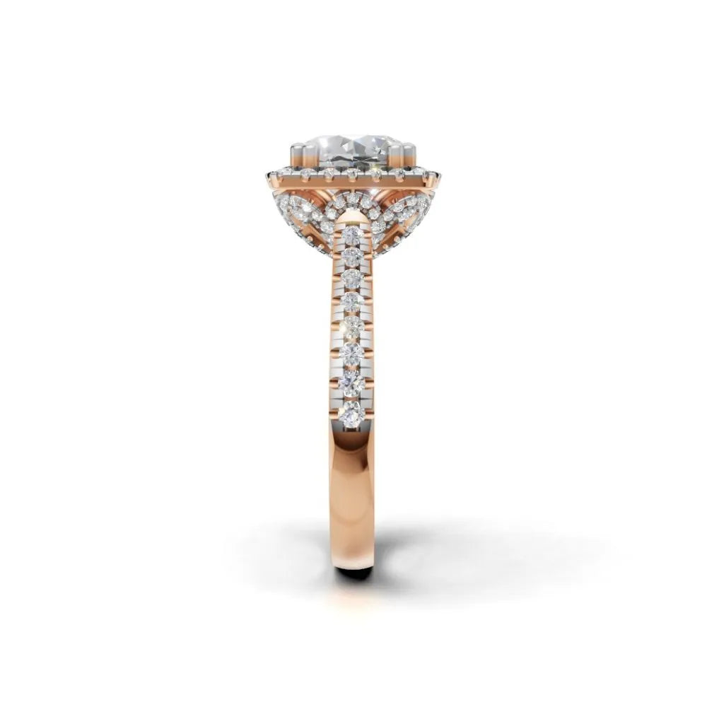 Vintage Glow Halo Engagement Ring Rose Gold
