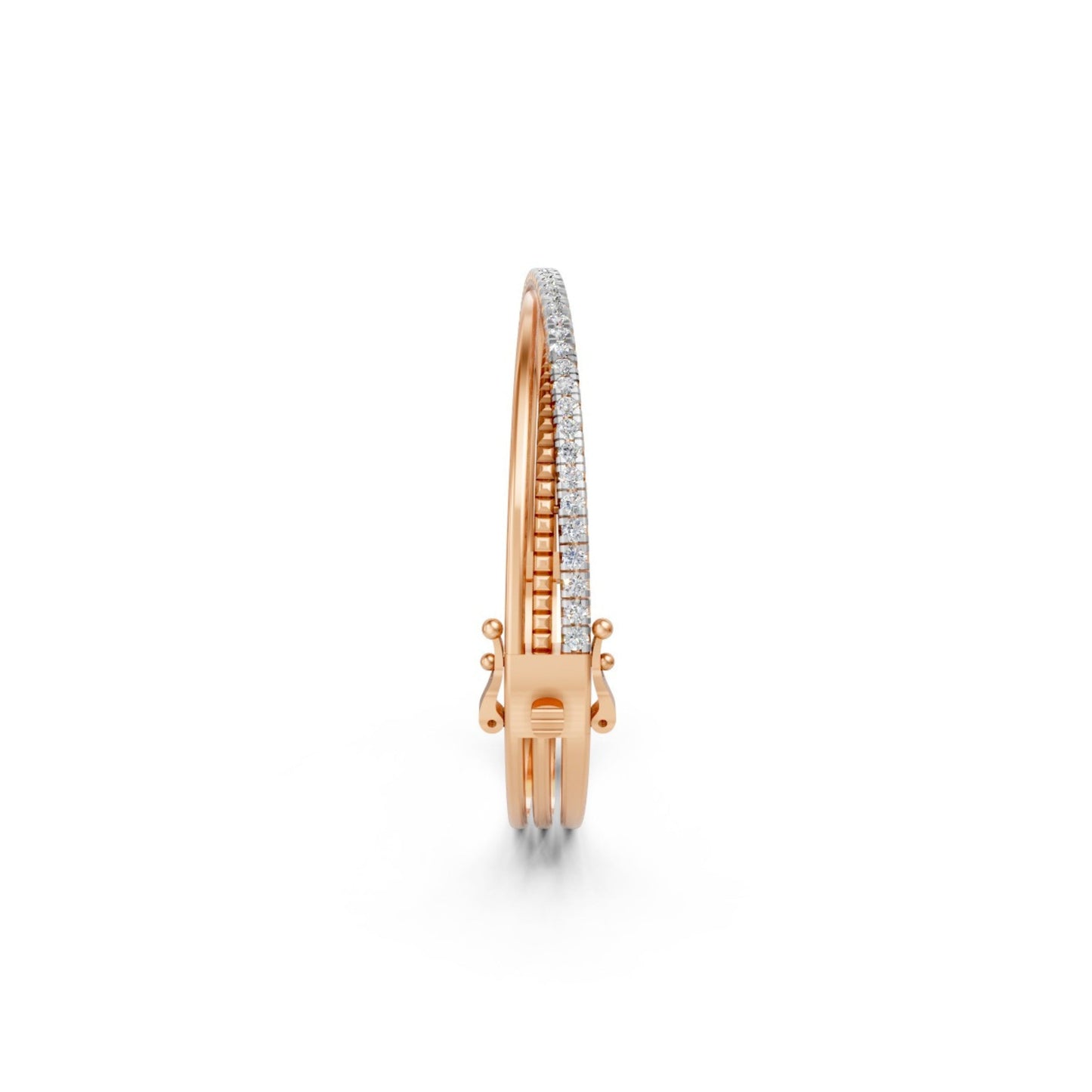 Contemporary Triple-Band Diamond Bangle Rose Gold