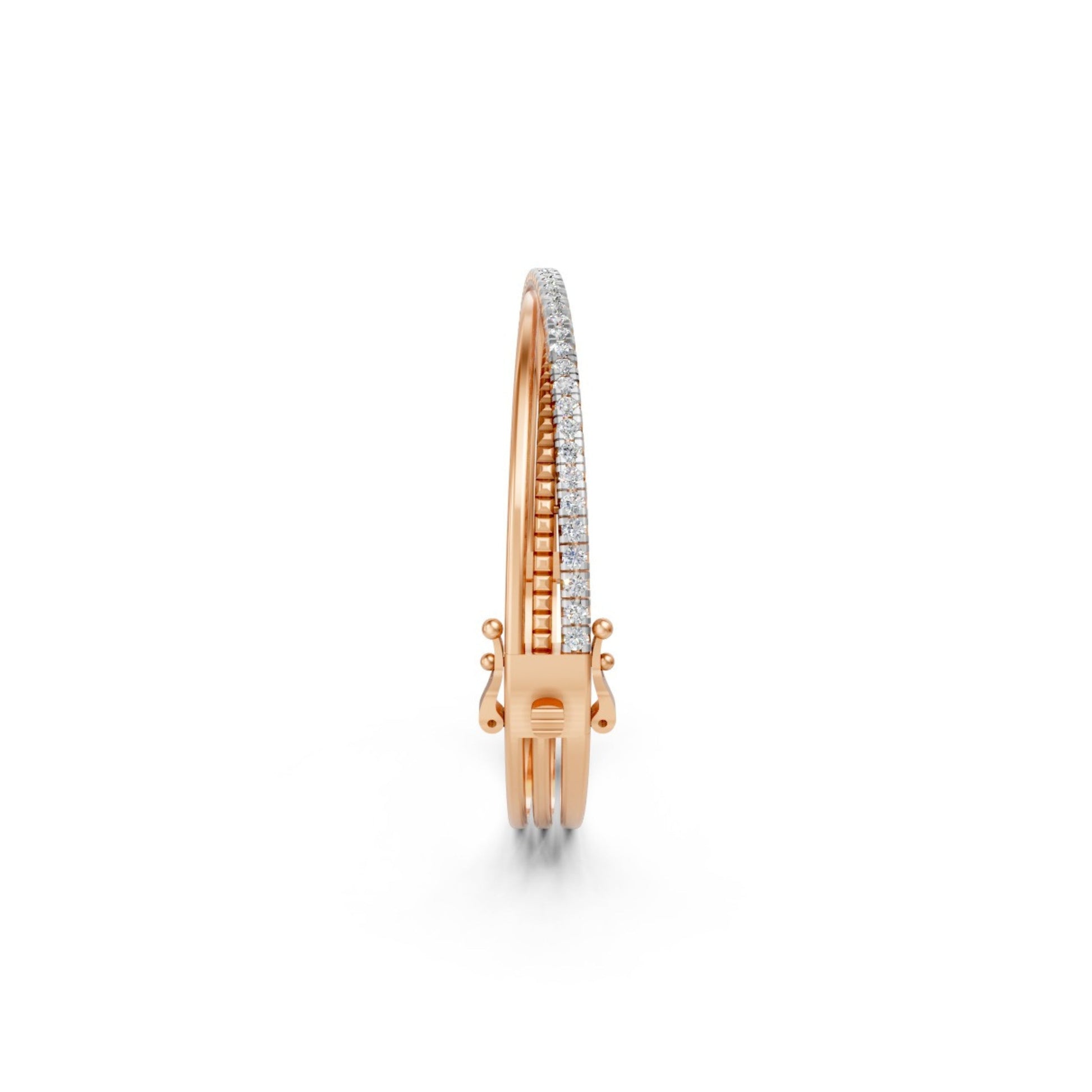 Contemporary Triple-Band Diamond Bangle Rose Gold