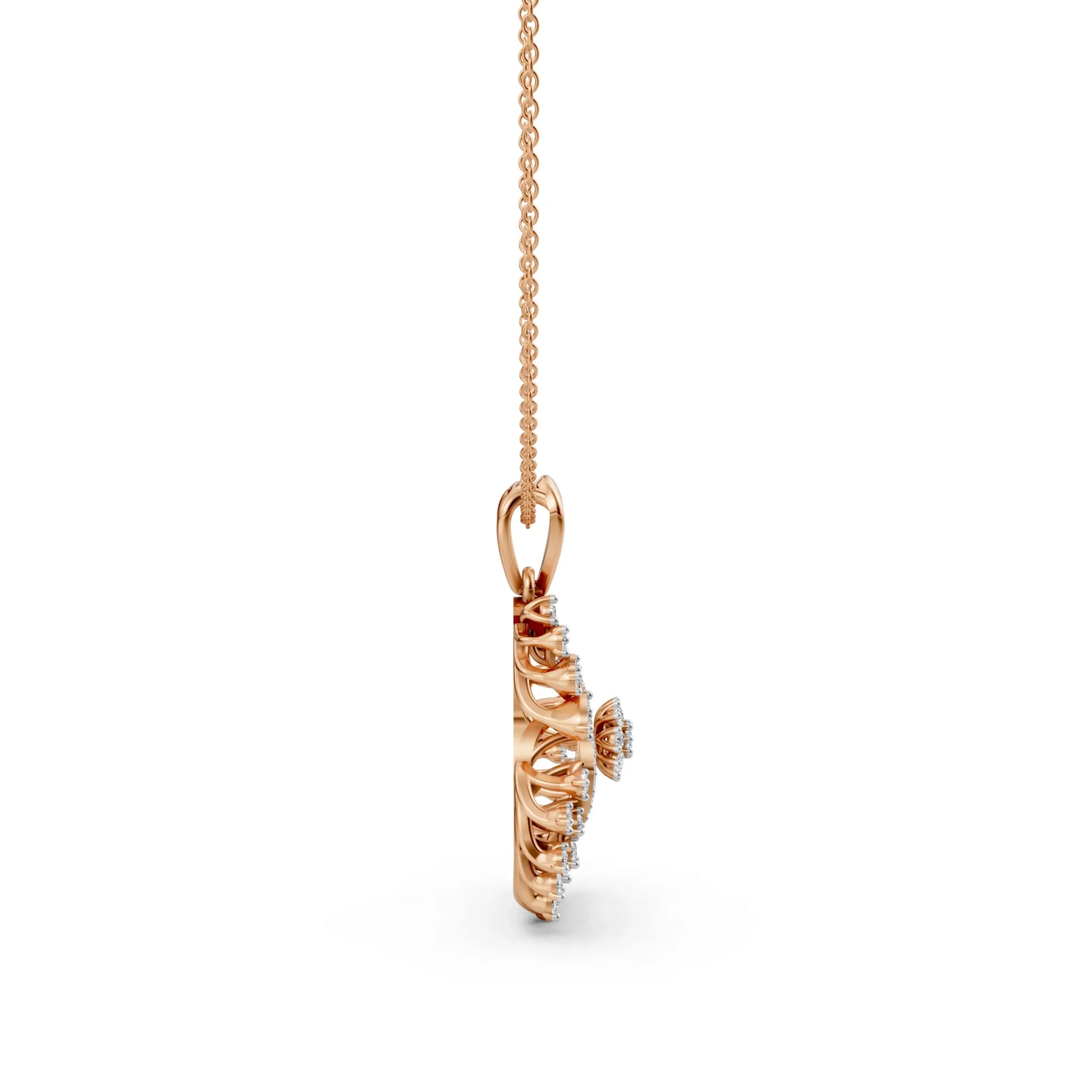 Floral Spiral Diamond Pendant Rose Gold