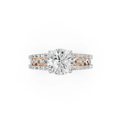 Double Halo Rose Ring Rose Gold