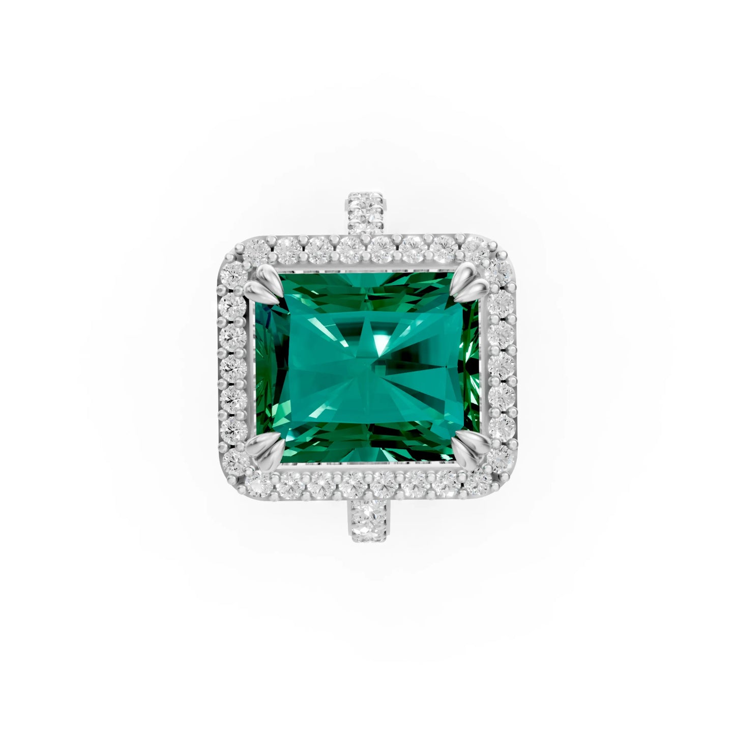 Cushion Halo Statement Ring White Gold