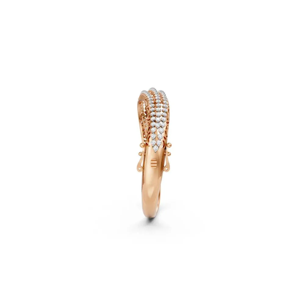 Triple Row Diamond Bangle Bracelet Rose Gold