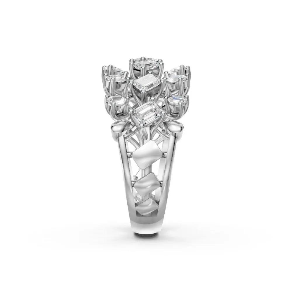 BloomAura Floral Diamond Ring White Gold