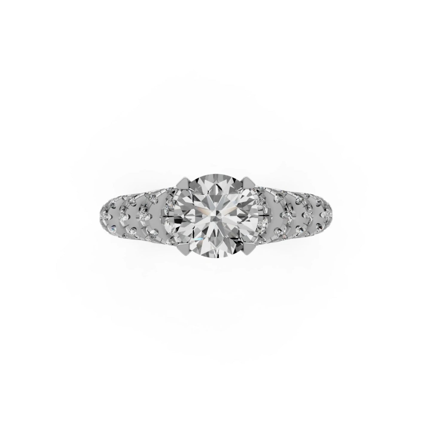LuxeCrown Multi-Band Solitaire Ring White Gold 