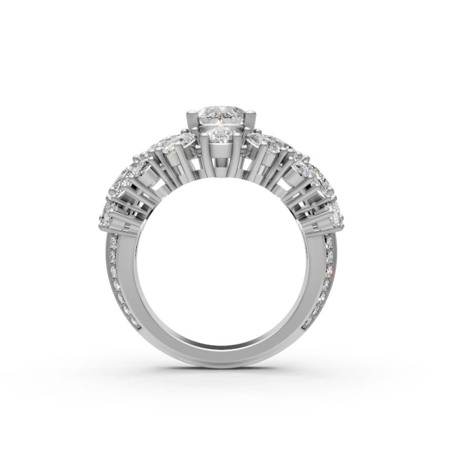 Couture Tiered Diamond Cluster Ring White Gold