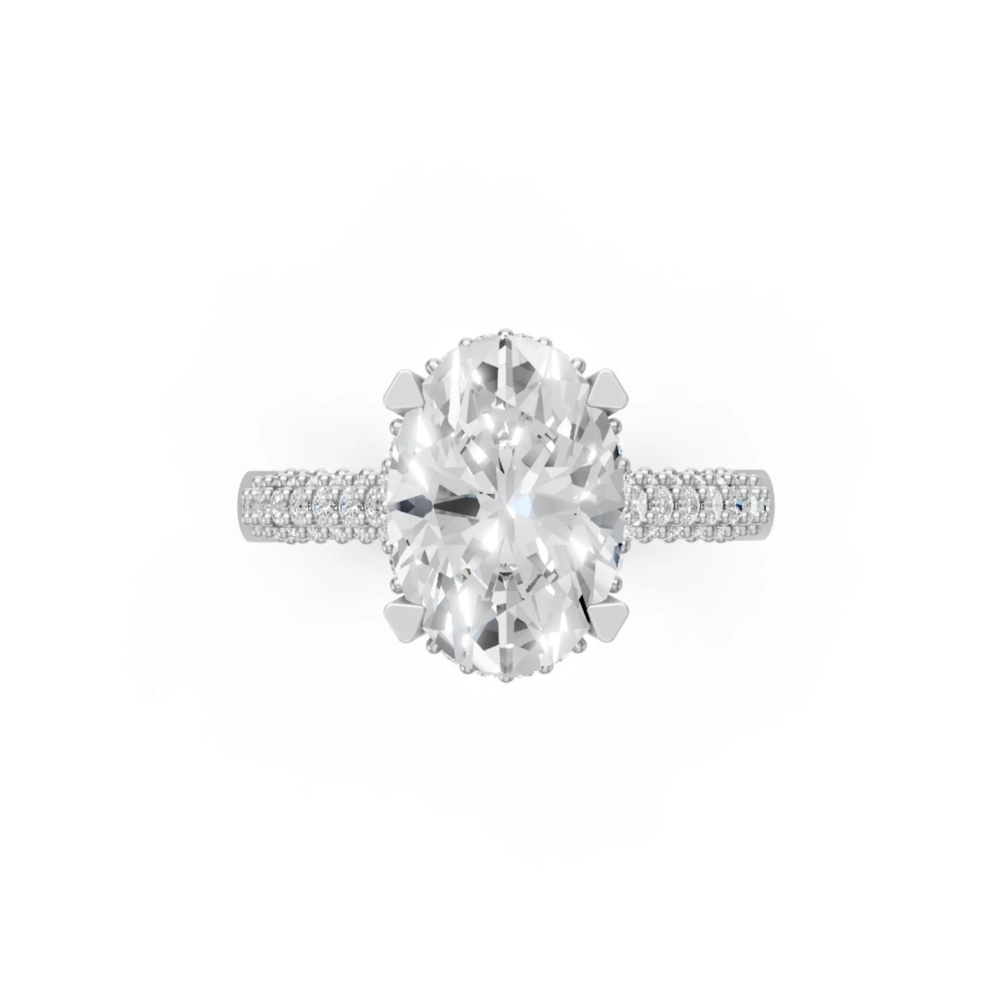 Elegant Oval Diamond Pavé Ring White Gold